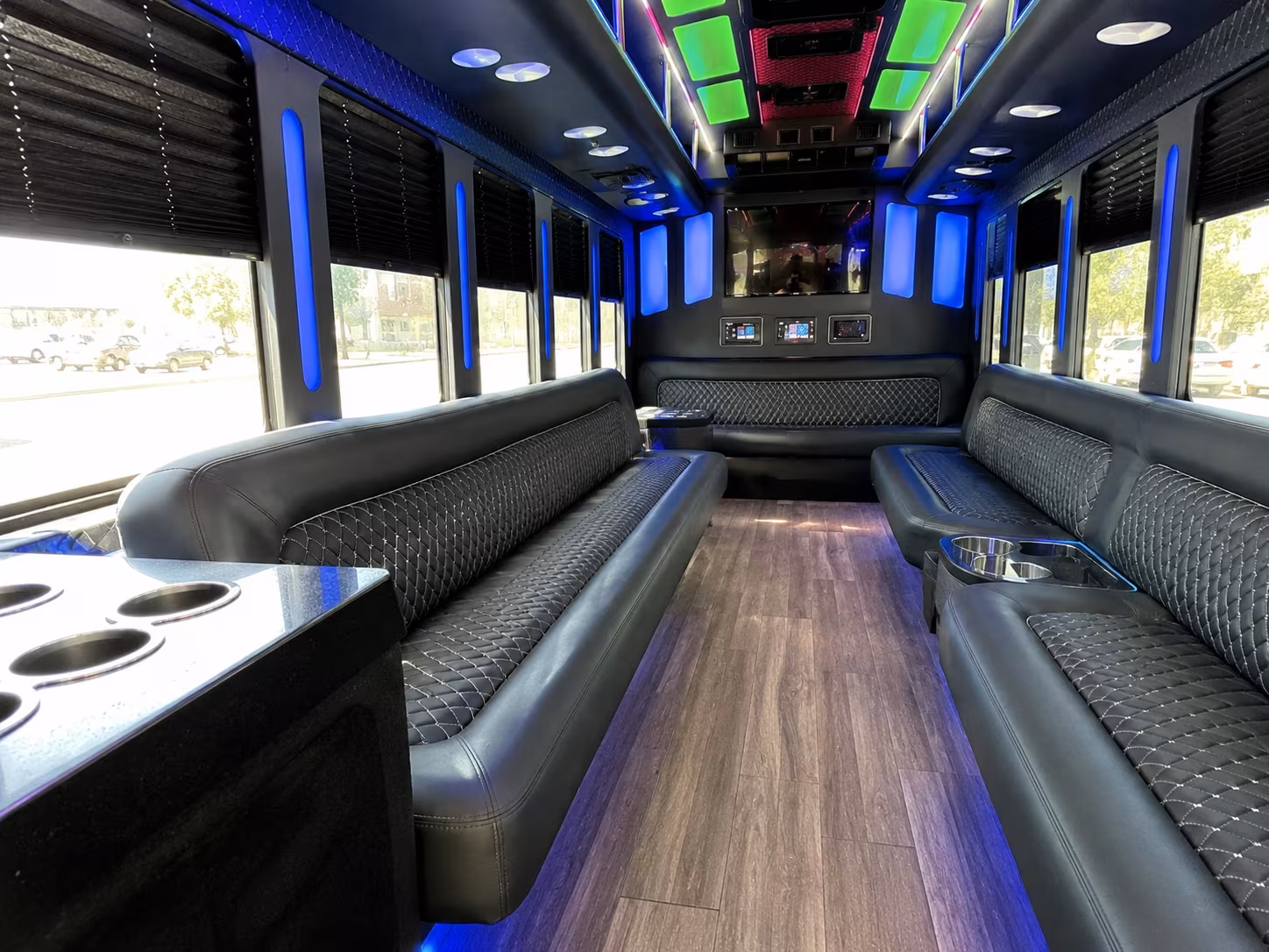 plantation 15 passenger party bus inside