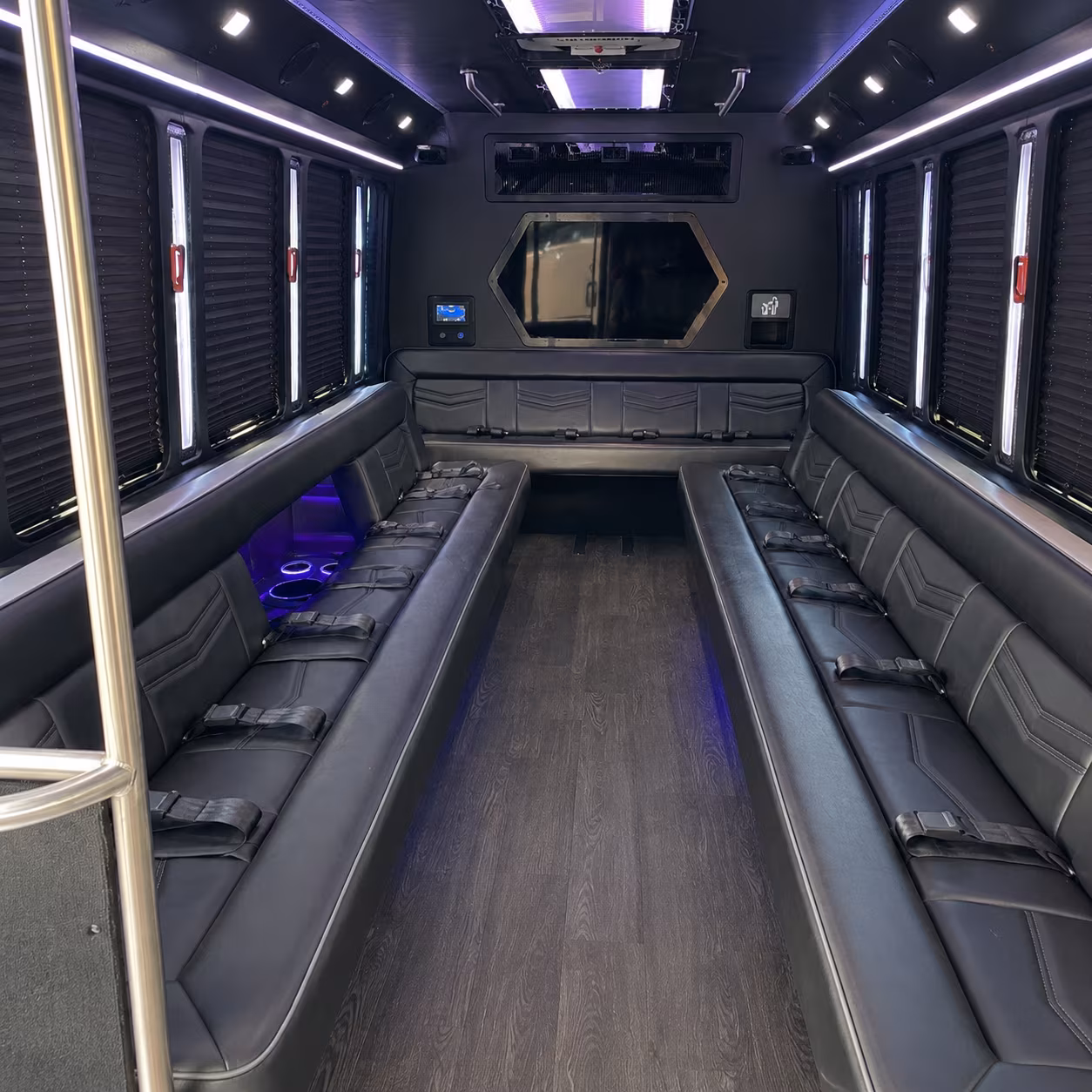 plantation 18 passenger party bus interior