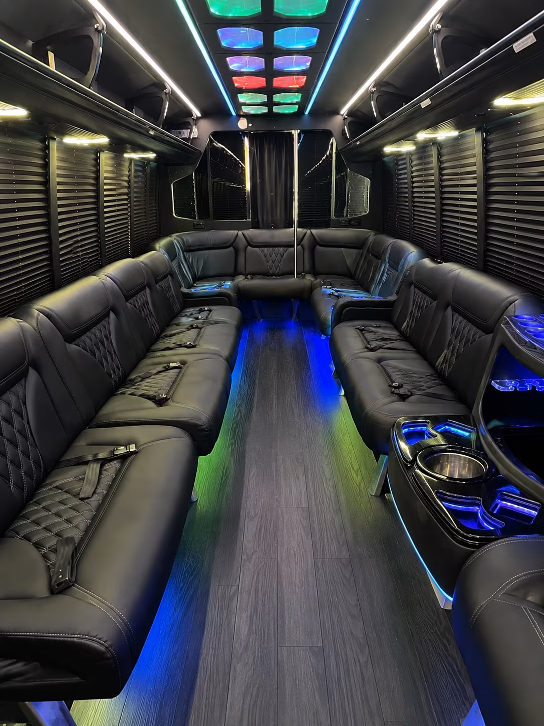 plantation 20 passenger party bus interior