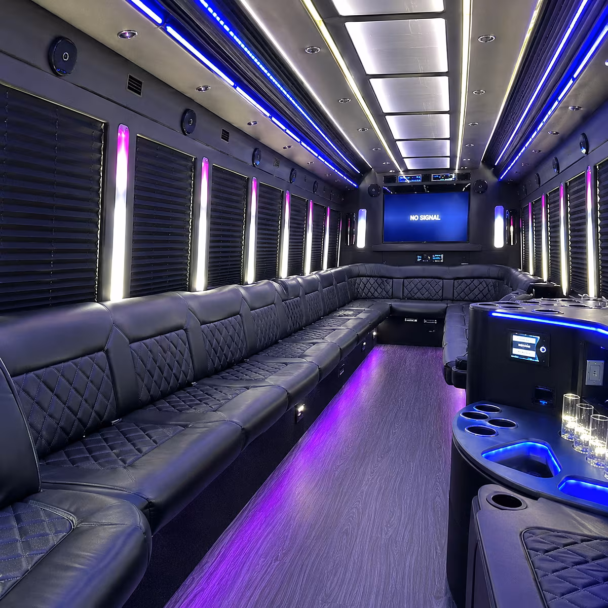 plantation 30 passenger party bus inside