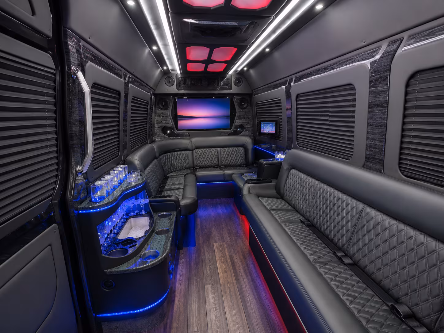 plantation 50 passenger party bus inside