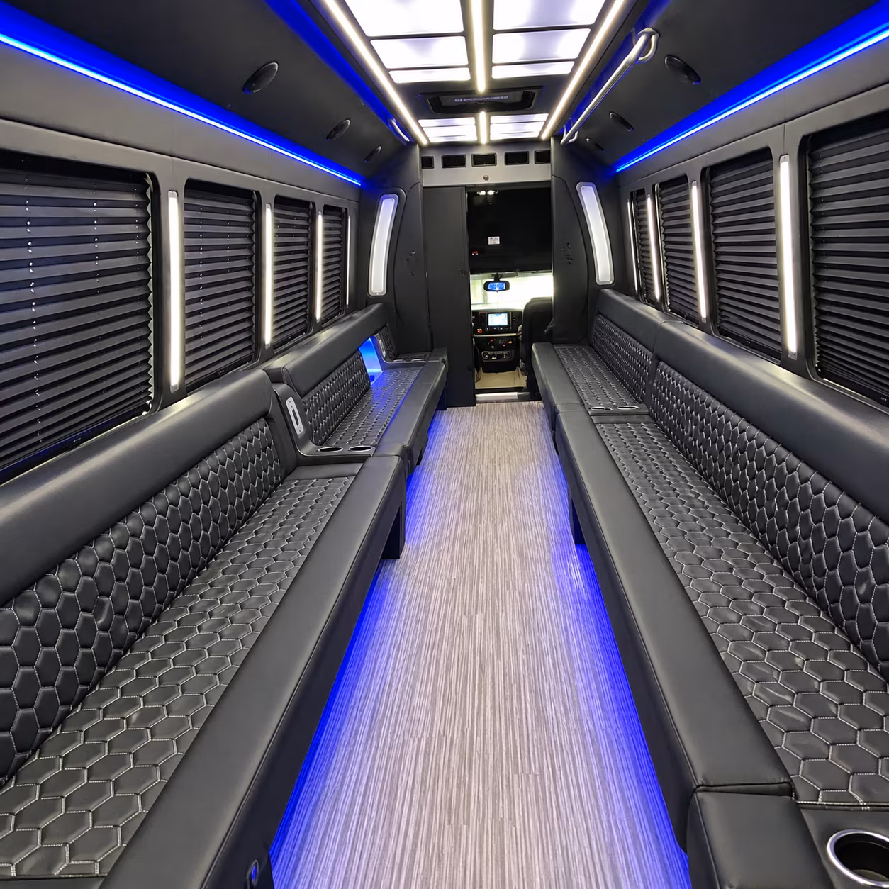 plantation party bus rental interior